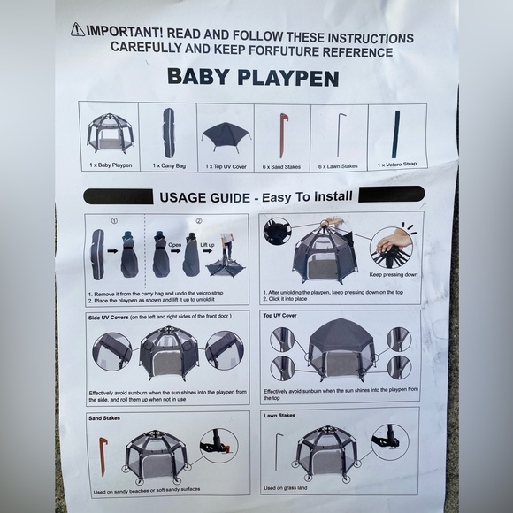 Portable Toddler Playpen / Tent Removable Indoor and Outdoor with Travel Bag, - Picture 14 of 15